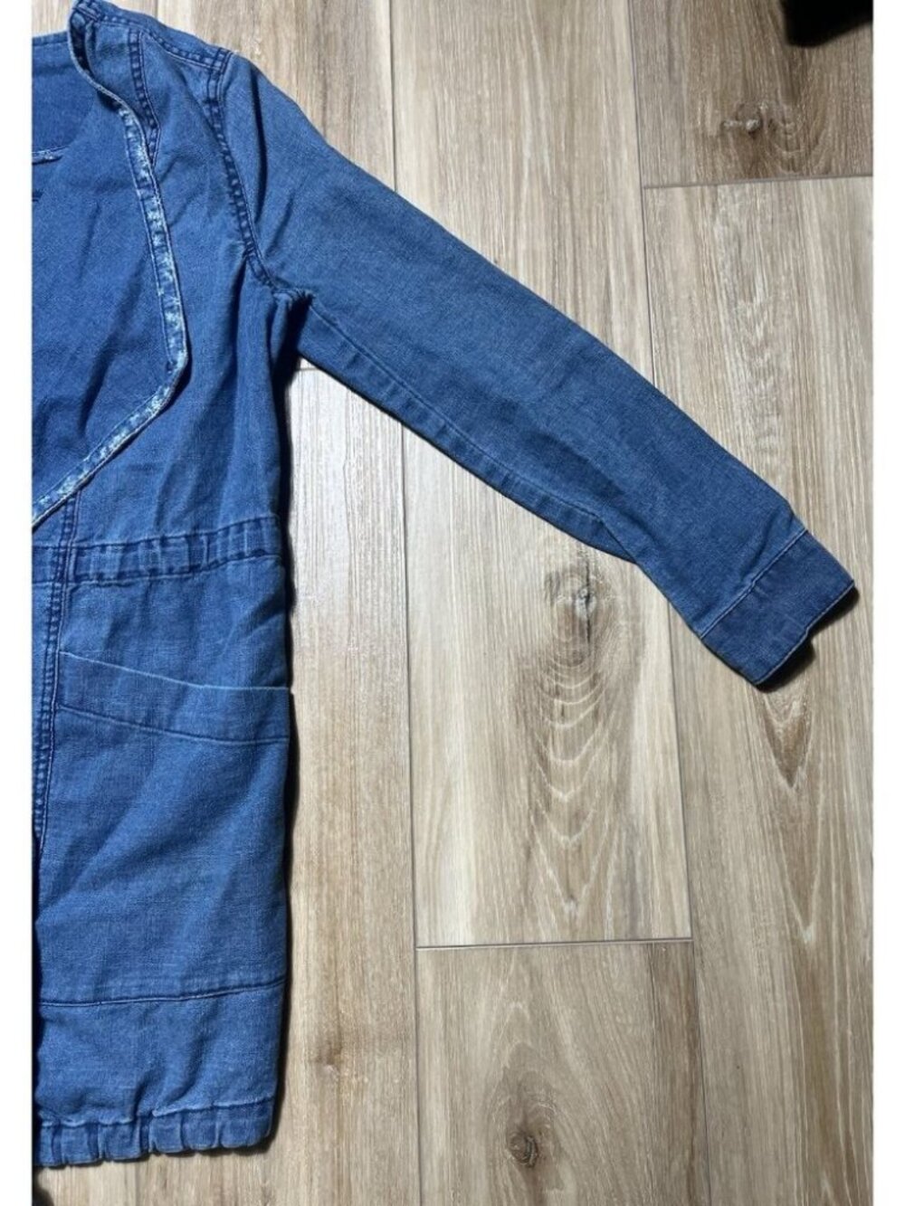 Hei Hei Anthropologie Open Front Linen Chambray Denim Jacket - Women Size XS - Picture 8 of 15